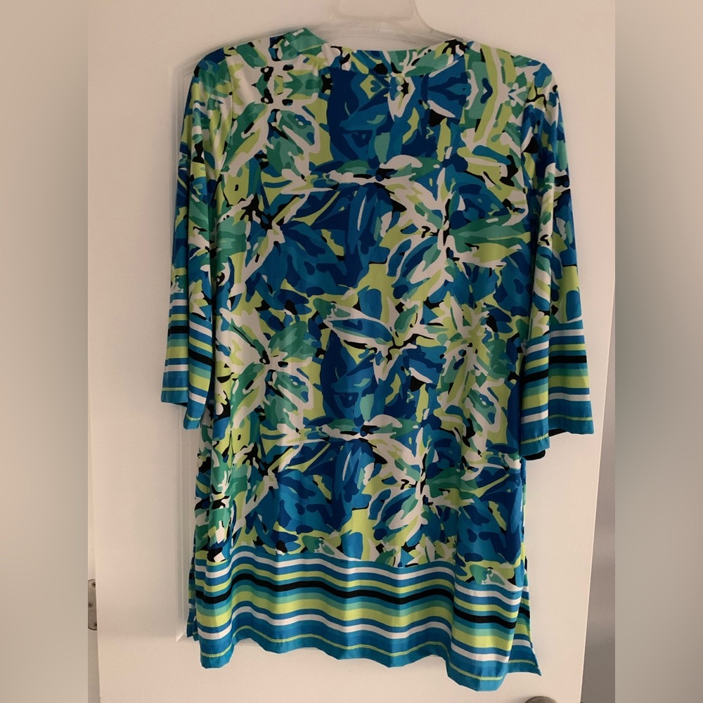 Floral Blue, White & Green Women's Dress